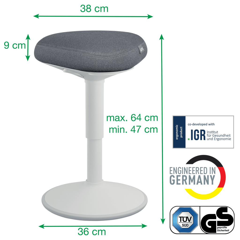 Wiebelkruk Leitz Ergo met gasveer 47-64cm lichtgrijs