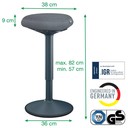 Wiebelkruk Leitz Ergo met gasveer 57-82cm donkergrijs