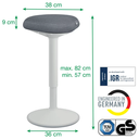 Wiebelkruk Leitz Ergo met gasveer 57-82cm lichtgrijs