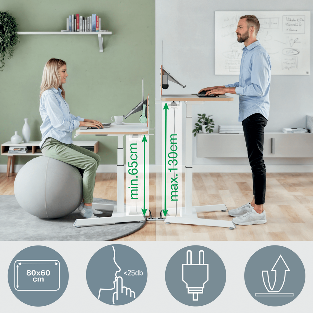 Zit-sta bureau elektrisch Leitz Ergo 80x60cm wit