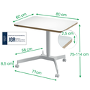 Zit-sta bureau pneumatisch Leitz Ergo 80x60cm wit 