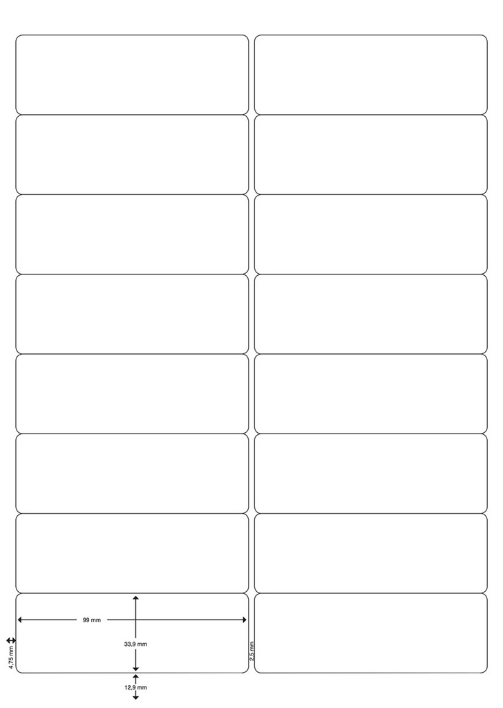 Etiketten Q-Connect 16 etik/bl 99,1x33,9mm wit ronde hoeken (100)