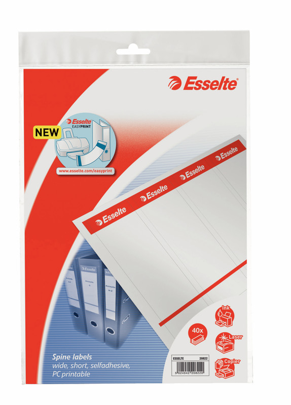 Rugetiket Esselte zelfklevend papier 80g kort breed printbaar wit (40)