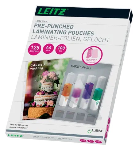 Lamineerhoes Leitz iLam A4 2x125µ met perforatierand glanzend (100)