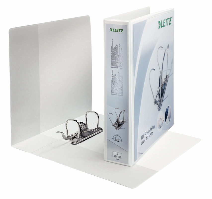 Panorama ordner Leitz 180° PP A4 maxi rug 50mm 2 insteekvakken wit (4226001)