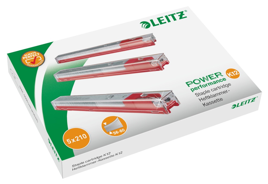 Nietcassette Leitz voor blokhechter 5551 K12 26/12 80vel rood (5583000)