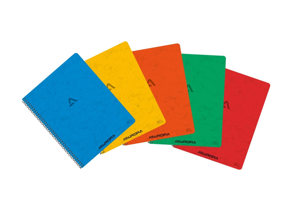 Spiraalschrift Aurora Writing 80 karton A5 16,5x21cm 120blz zonder kantlijn geruit 5mm assorti (2160KQ5)