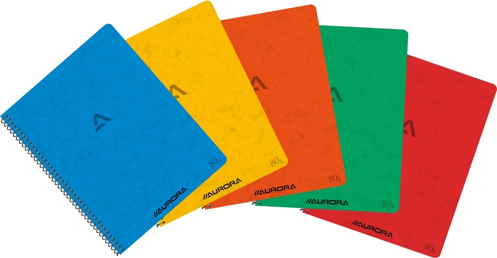 Spiraalschrift Aurora Writing 80 karton A5 16,5x21cm 120blz zonder kantlijn geruit 5mm assorti (2160KQ5)