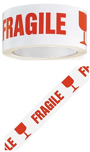 Tape PP 48mmx100m wit met tekst breekbaar - fragile