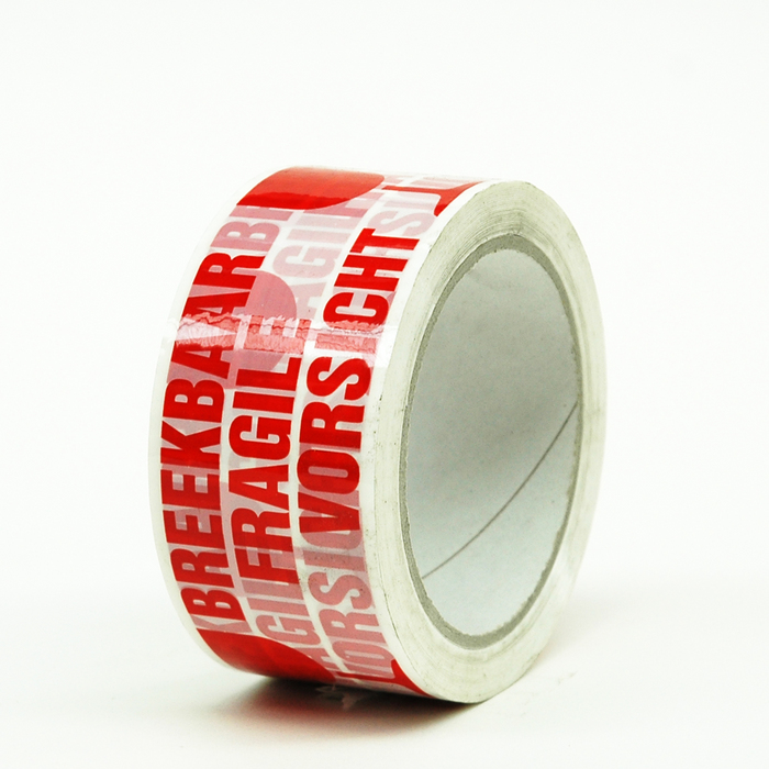 Kleefband PP 50mmx66m breekbaar wit/rood