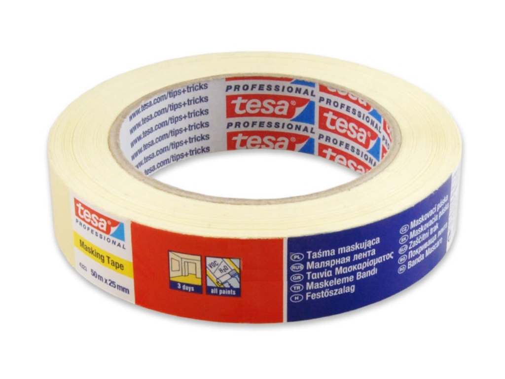 Afdekplakband Tesa krepp standard masking 25mmx50m (432341)