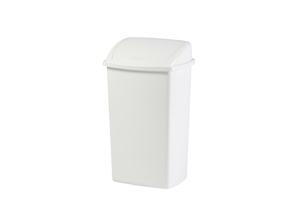 Vuilnisbak Swing-fix kunststof met klapdeksel 50l wit