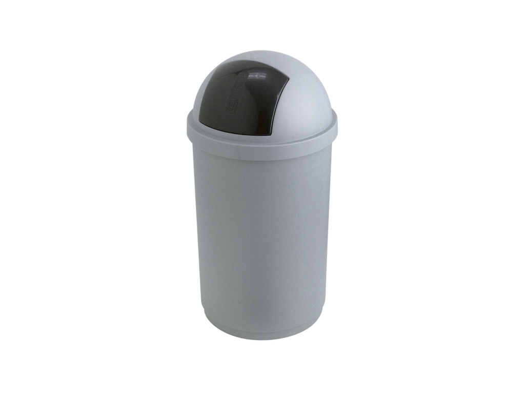 Vuilnisbak Push Bulletbin met push deksel 50L grijs/zwart