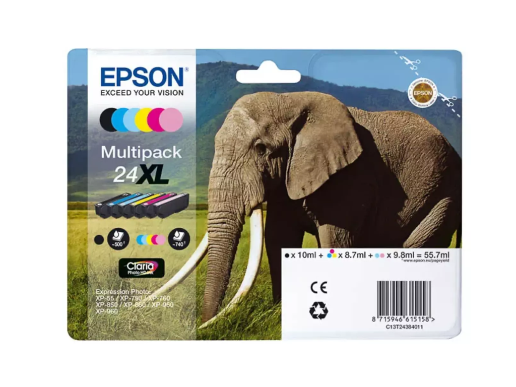 Cartridge Epson Inkjet 24XL Expression Photo XP-55 500pag/740pag VALUE PACK BK/C/LC/M/LM/Y
