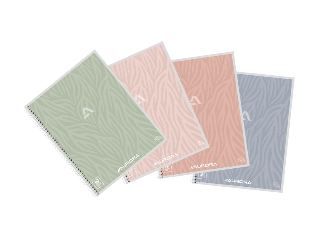 Spriaalschrift Aurora Writing 80 Design karton A5 16,5x21cm gelijnd 120blz met kantlijn assorti
