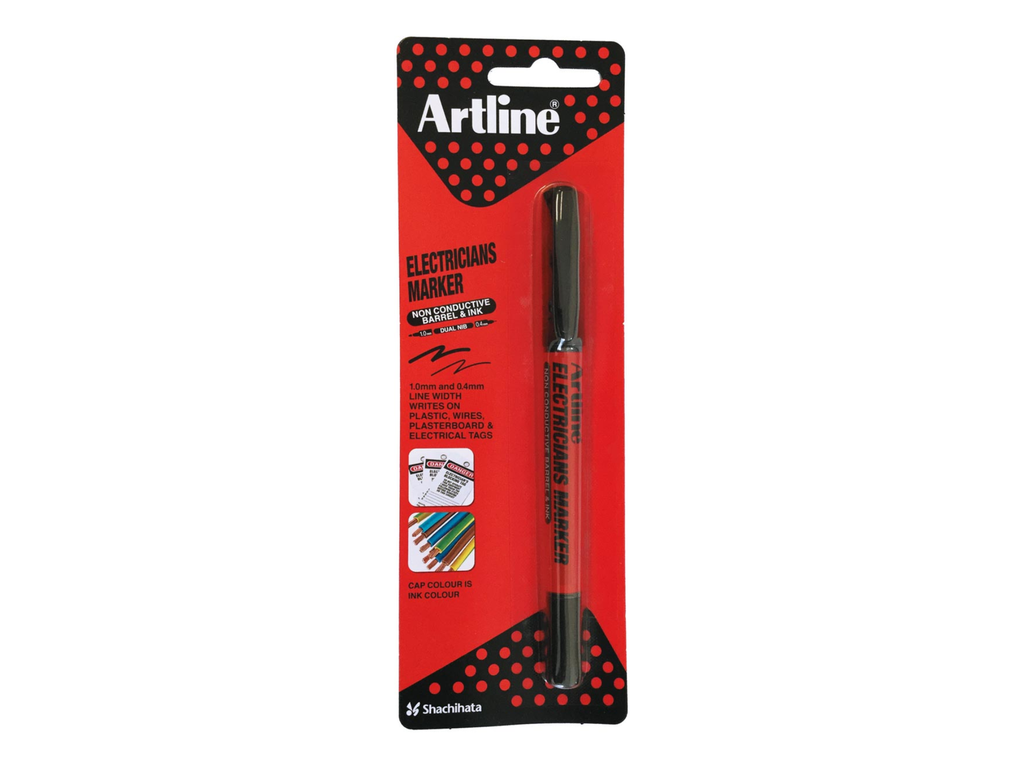 Marker Artline Eletricians dubbele punt 0,4mm en 1mm Zwart