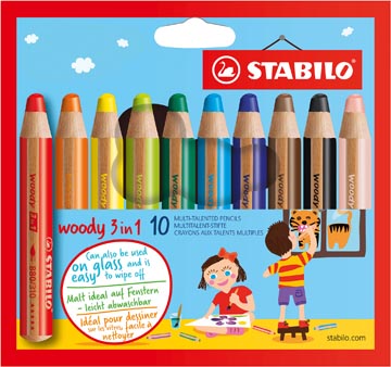 Kleurpotlood Stabilo Woody 3in1 Etui assorti (10)