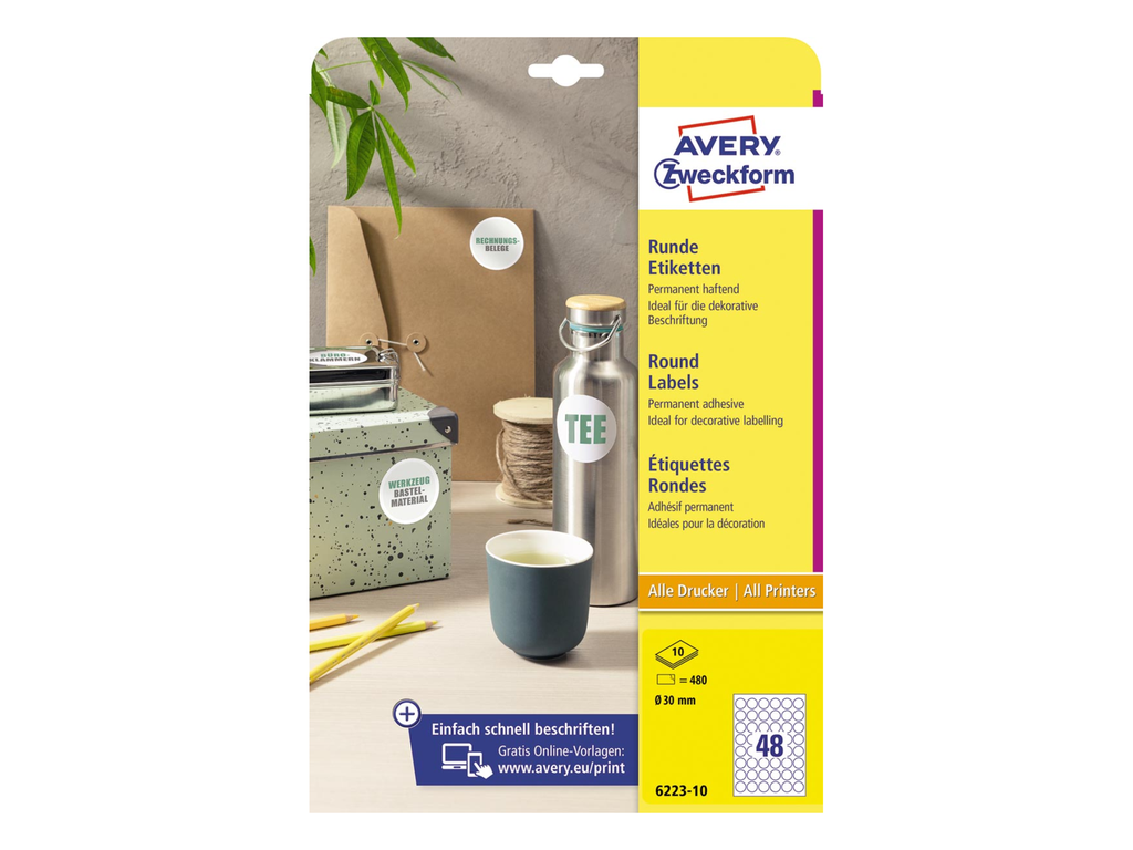 Etiket Avery rond Ø 30mm wit (480)