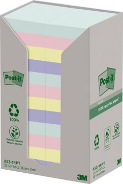 Memoblok Post-It recycled nature 38x51mm assorti (24)