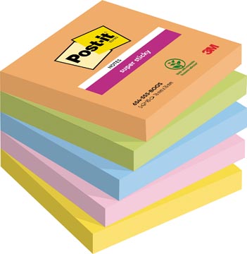 Memoblok Post-It Super Sticky Notes Boost 76x76mm 90vel assorti (5)