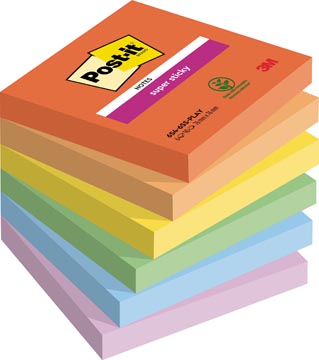 Memoblok Post-It Super Sticky Notes Playful 76x76mm 90vel assorti (6)