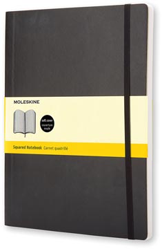 Notitieboek Moleskine soepel kaft 19x25cm geruit 192 blz zwart