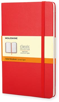 Notitieboek Moleskine harde kaft 13x21cm gelijnd 240 blz rood