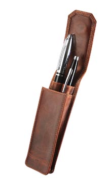 Pen etui Maverick voor 2 pennen 4x15cm lederen bruin