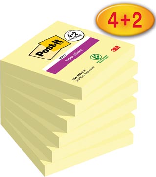 Memoblok Post-It Super Sticky Canary Yellow 76x76mm 90vel 4+2 gratis geel (6)
