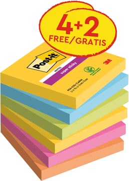 Memoblok Post-It Super Sticky Notes Carnival 76x76mm 90vel 4+2 gratis assorti (6)