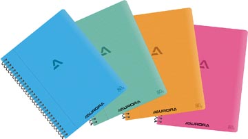 Spiraalschrift Aurora Writing 80 PP A5 21x16,5cm commercieel geruit 120blz met kantlijn assorti