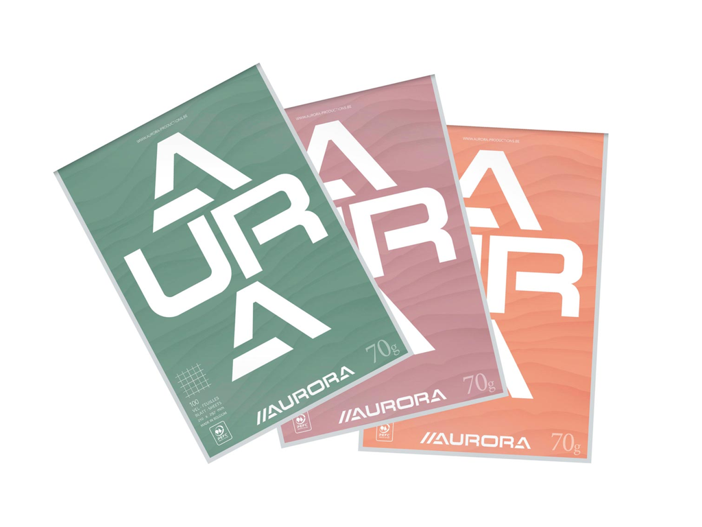 Schrijfblok Aurora A4 geruit 5x5 100vel 70gr kopgelijmd