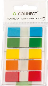 Mini Index Q-Connect 12,5x45mm 5x20 tabs assorti
