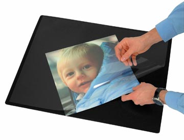 Onderlegger Q-Connect 63x50cm zwart met folie