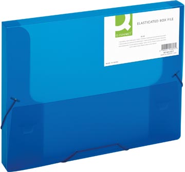 Elastobox met elastieken Q-Connect PP A4 rug 25mm blauw