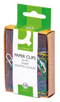 Papierklemmen Q-Connect 26mm Gekleurd (125)