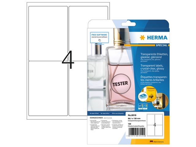 Etiketten Herma 04 etik/blad 99,1x139mm 25bl/d folie transparant