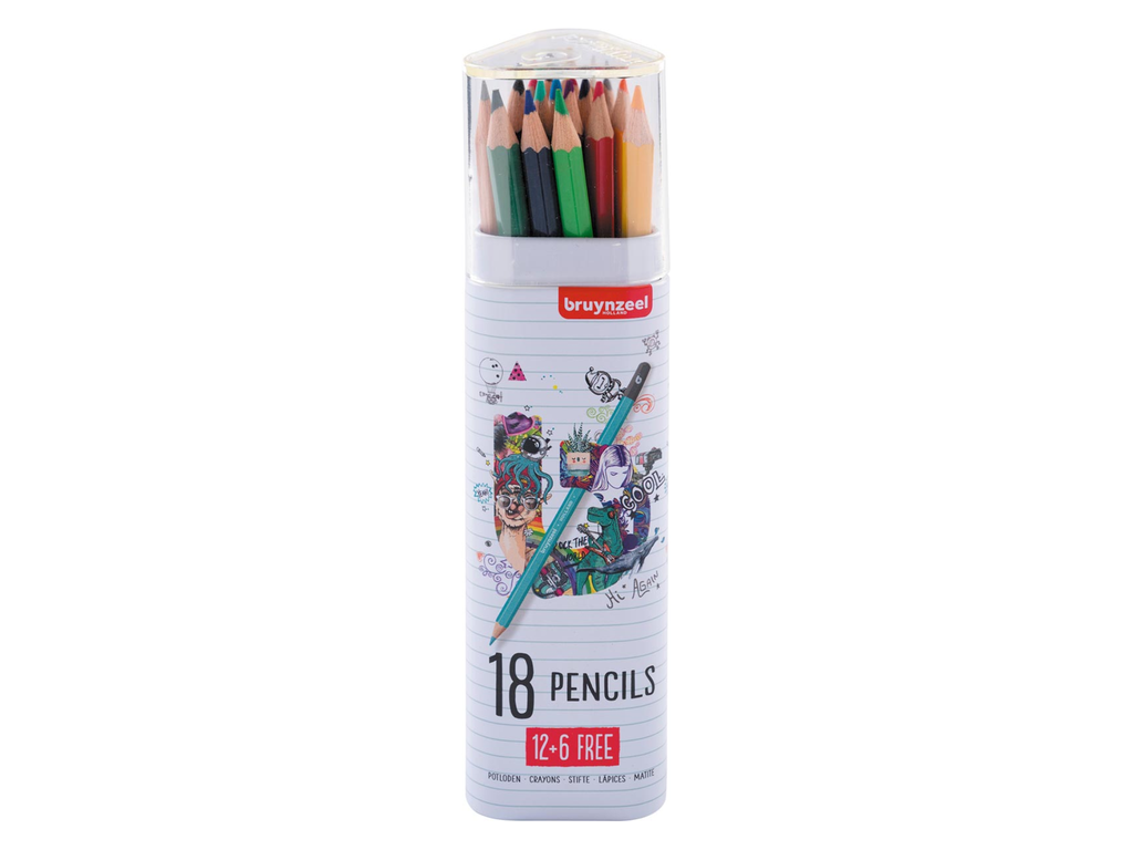 Kleurpotlood Bruynzeel koker 12+6 gratis (18)