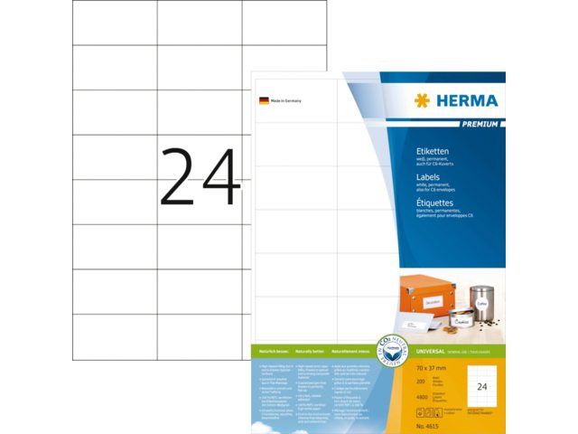 Etiketten Herma 24 etik/bl A4 70x37mm wit (4800) 