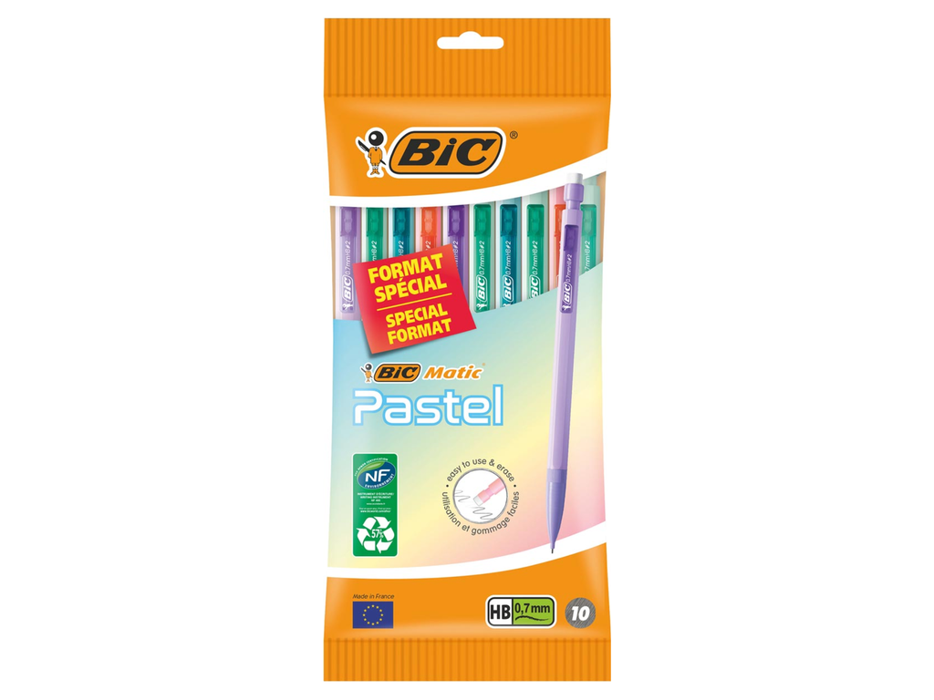 Vulpotlood Bic Bicmatic 0,7mm assorti pastel (10)