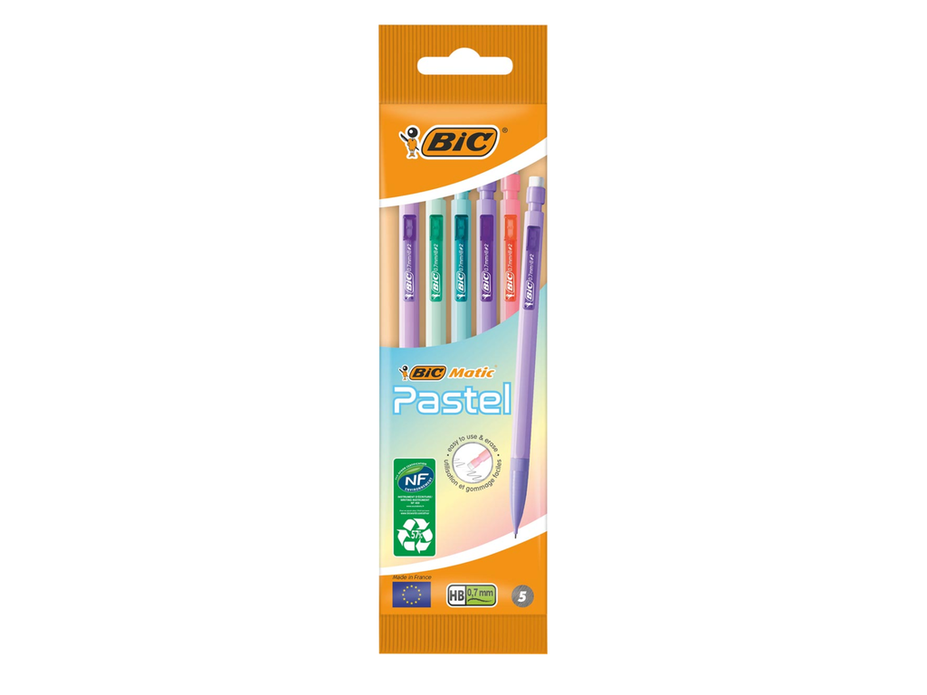 Vulpotlood Bic Bicmatic 0,7mm assorti pastel (5)