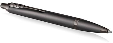 Balpen Parker IM Monochrome Titanium blauwe inkt medium punt in giftbox antraciet