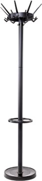 Kapstok Maul Caligo metaal hoogte 175cm 32 kledinghaken met parapluhouder zwart Ral 9004