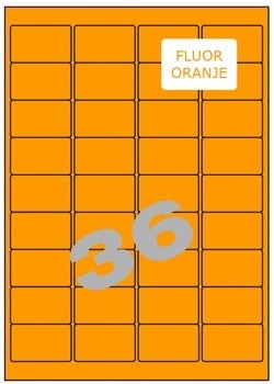 Etiketten 36 etik/blad 48,3x29,7mm fluo oranje (200)