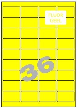 Etiketten 36 etik/blad 48,3x29,7mm fluo geel (200)