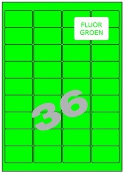 Etiketten 36 etik/blad 48,3x29,7mm fluo groen (200)