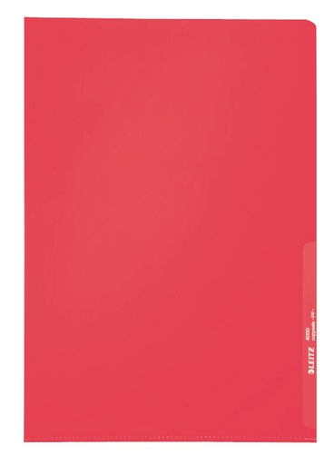 [ESS-40000025] Zichtmap Leitz PP A4 130 micron gekorreld transparant (100) (rood)