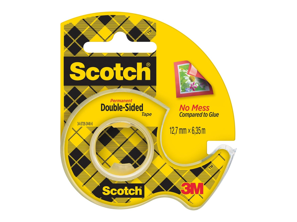 Dubbelzijdige tape Scotch 12,7mmx6,3m transparant inclusief dispenser