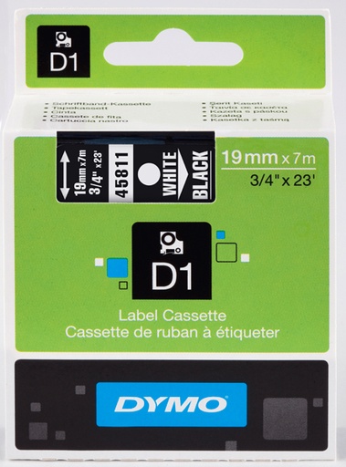 [DYM-S0720910] Dymo D1 tape 19mmx7m (wit/zwart)