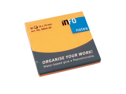 [IN1-5654-35] Memoblok Info Notes Brilliant 75 x 75 mm 80 vellen (oranje)